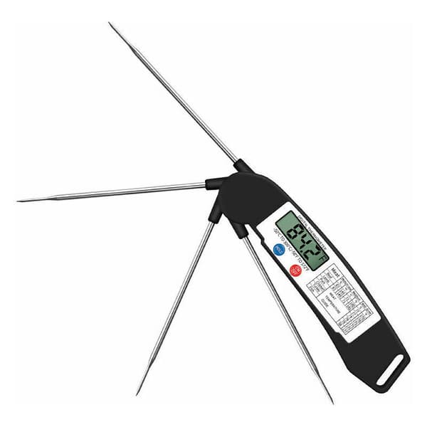 Hopfällbar - Digital LCD-mattermometer Kökstemperatursensor för vin, mat, kött, biff, kalkon, grill, Yerba Mate, mjölk, socker och mer.