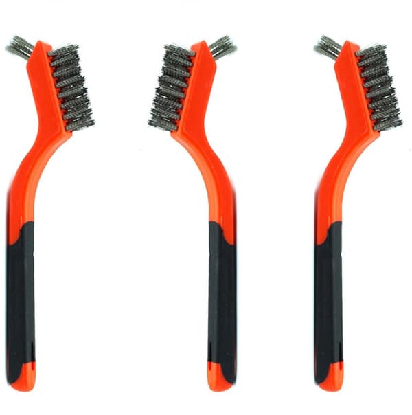 Set of 3 Small Stainless Steel Wire Brushes for Cleaning and Rust Removal