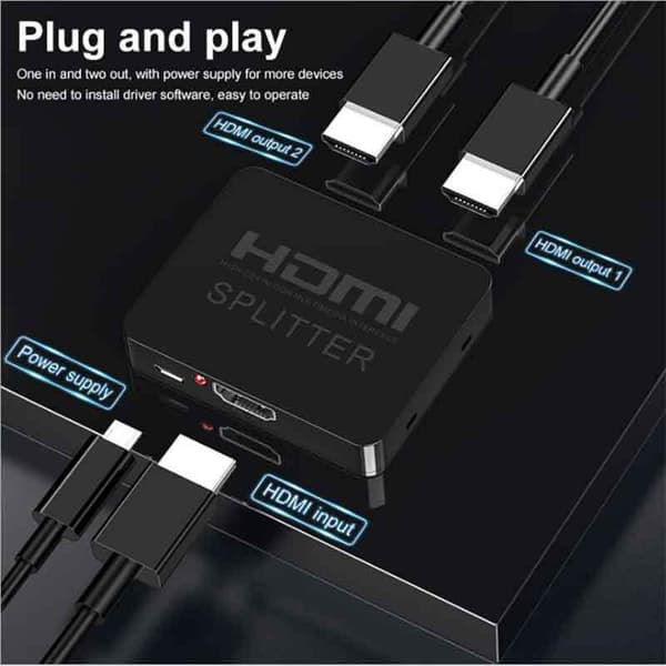 Mini HDMI-splitter, en til to, 1 ind 2 ud HDMI-switch hd-video