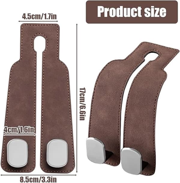 Bilsetekroker - 17*4.5*8.5 cm, Multifunksjonell Skinnorganisator - for Vesker, Paraplyer - Brun