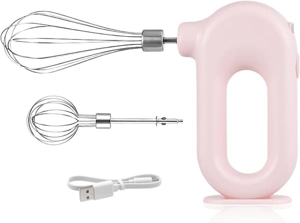 Elvisp, Trådløs håndholdt elvisp, Mini bærbar elvisp, Bærbar eggvisp (Rosa)