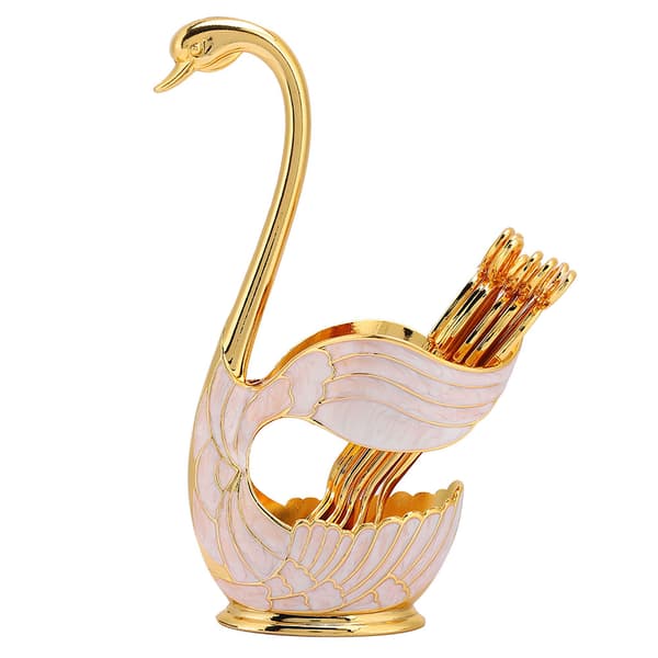 Coffee Dessert Spoon Set European Style Elegant Swan Fruit Spoon Holder Decorative Tableware Gold
