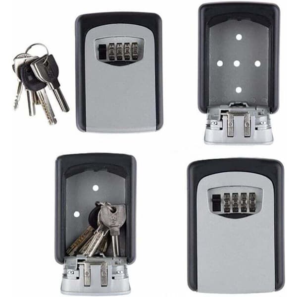 Outdoor Security Key Box, Wall Mounted Key Box with 4-Digit Code, 5 Key Security Storage Key Holder, for Home Garage School.