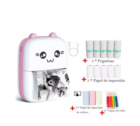 Mini Bærbar Printer Termisk Fotoskriver (Pink) Trådløs BT Poc