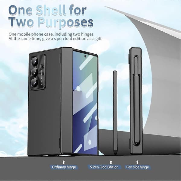 for Samsung Galaxy Z Fold 7 Case with S Pen Holder and Stylus, Full Coverage Phone Case Built-in Screen Protector Hinge Protection Slim Protective Case-FX-