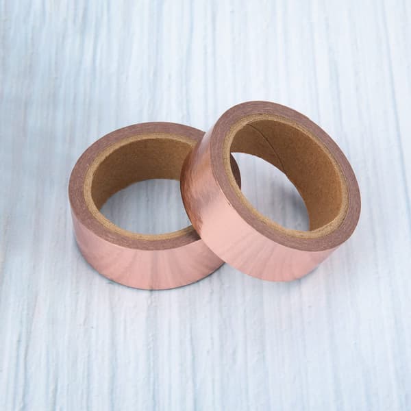 2 Rolls Gold Foil Washi Tape Solid 15mm x 5 Meter Decorative Masking Tape for DIY Crafts Gift Wrapping Photo Frame Scrapbooking