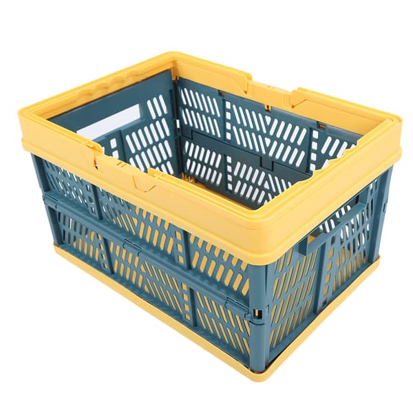 Foldable Baskets with Handles PP Waterproof Foldable Storage Boxes for Home Kitchen Bedroom Office Yellow Green Large Size