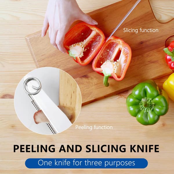 Quick Slicing Knife, New 3-in-1 Multifunctional Fruit Peeler with Removable Spring, Kitchen Utensil Sharp Steel Fruit and Vegetable Slicer