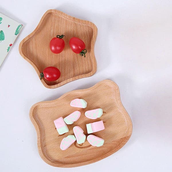Cute Solid Wood Bowl Fruit Bowl Baby Food Plate Feeding Bowls Kids Tableware Leaf Leaf