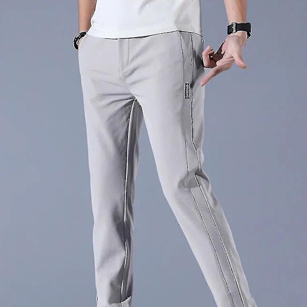 Snabbtorkande golfbyxor för män med fickor - Långa och bekväma fritidsbyxor, ljusgrå Light Gray XXXL