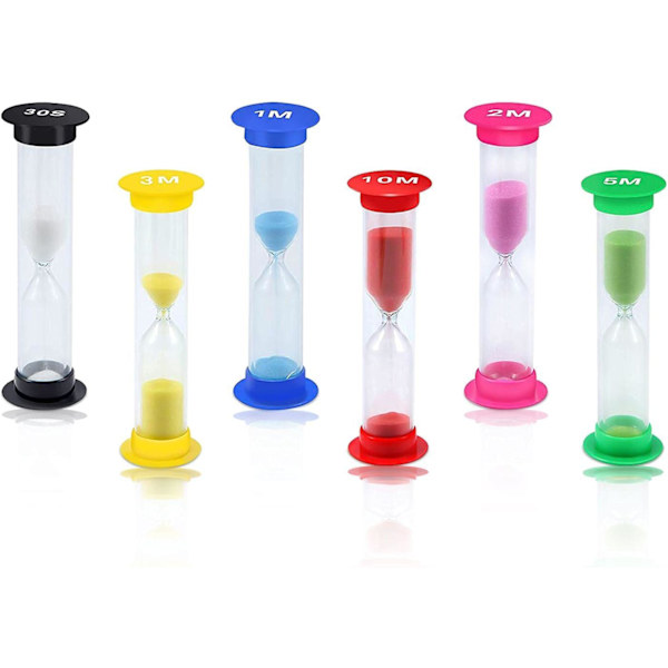 6-pakning Sandtimer, Fargerikt Sandtimer Sett Sandtimer 30 sekunder/1 minutt/2 minutter/3 minutter/5 minutter/10 minutter for