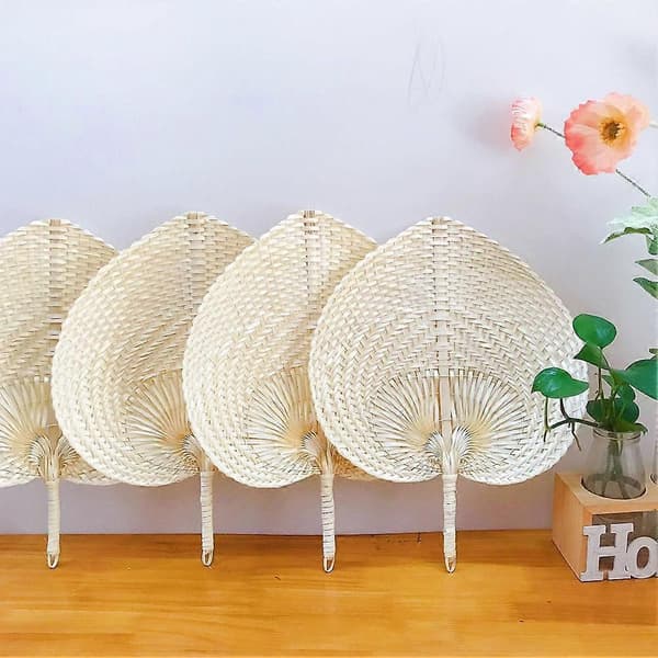 Bamboo Palm Leaf Hand-Woven Hand Fan Home Decor Size Handmade Straw