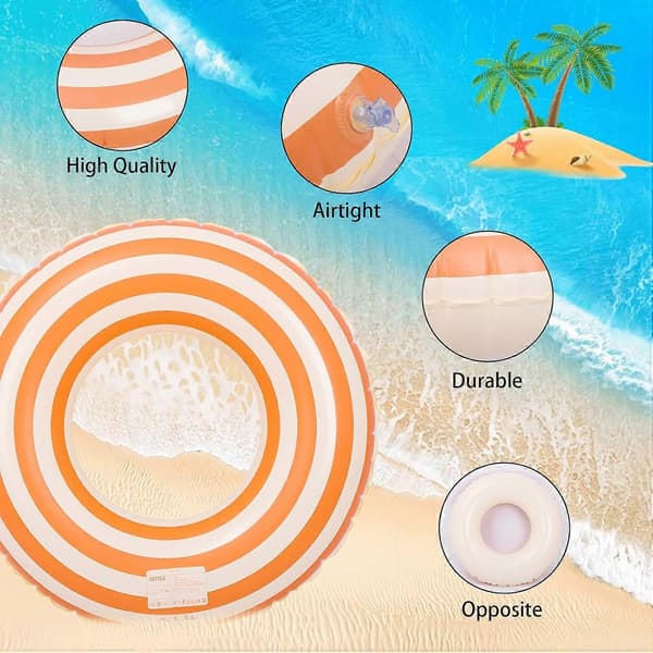 Retro Striped Thickened Inflatable Swim Ring, Summer Outdoor Beach Pool Swim Ring, Suitable for Adults