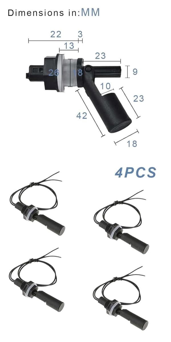 4-delt vandstandssensorcontroller, vandstandssensor, flydekontakt, horisontal sidemonteret pumpevandstandssensorkontakt, til pool, tank