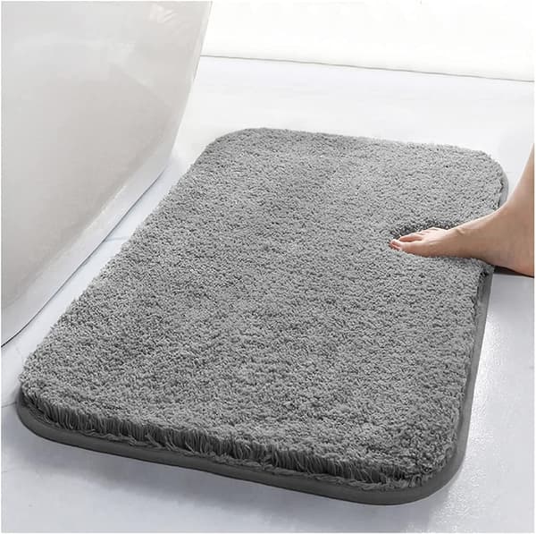 Bademåtte, 80 x 50 x 3 cm Skridsikker Brusemåtte, Absorberende Mørkegrå