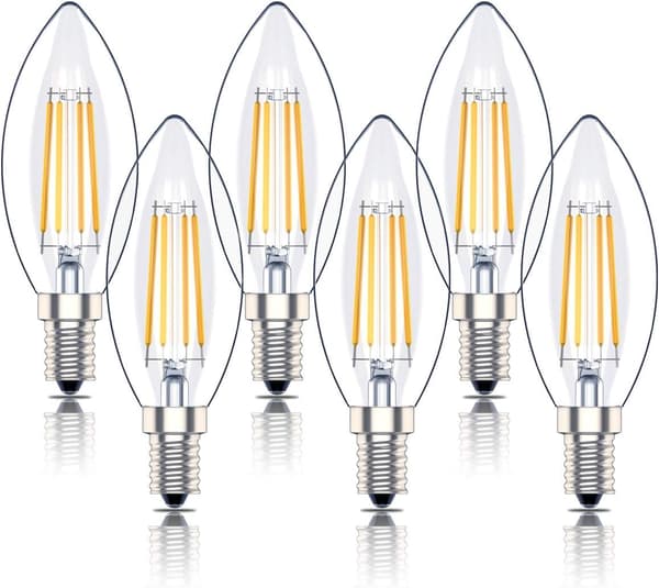 E14 Dimmable LED Candle Bulb, SES Filament Small Edison Screw Lamp, 4W 40W Equivalent, Warm White 2700K, 400lm, 6-pack[GKS]