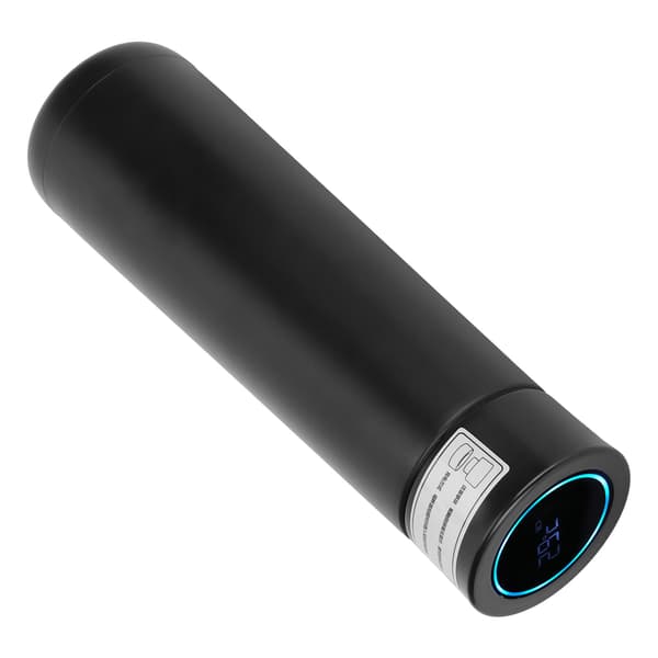 Smart Water Bottle with Touch Screen Temperature Display, Timed Reminder, USB Power Connection, Vacuum Cup, Black