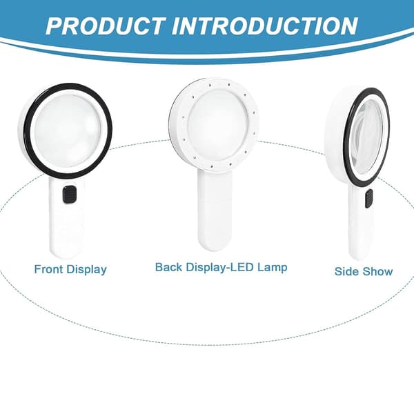 Reading Magnifying Glass with 12 LED Lights, Double Glass Lens with DXGHC