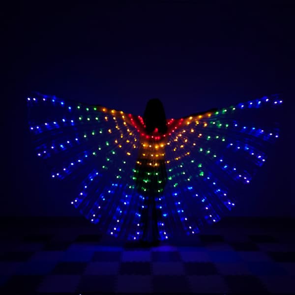 Magdans Golden Wing Regnbåge Fargerike LED Lysende Vinge Dans