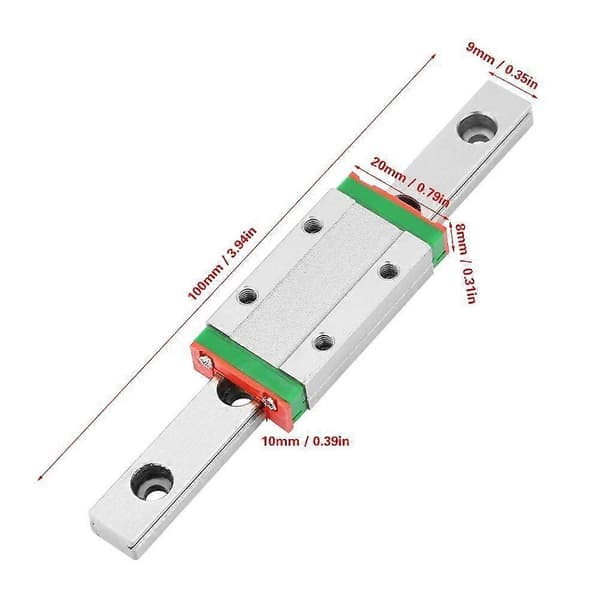 100 mm MGN9H 9 mm Miniature Linear Rail Guide Width + Slide Block for 3D Printer and CNC Machine