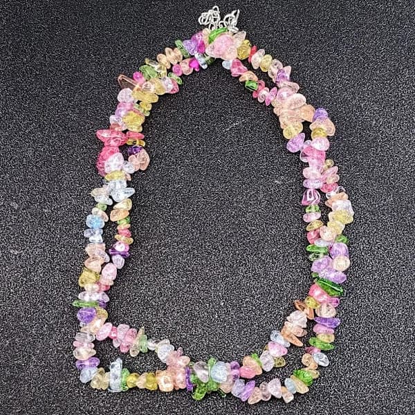 Chip Stone Necklace Natural Crystal Beads Chain