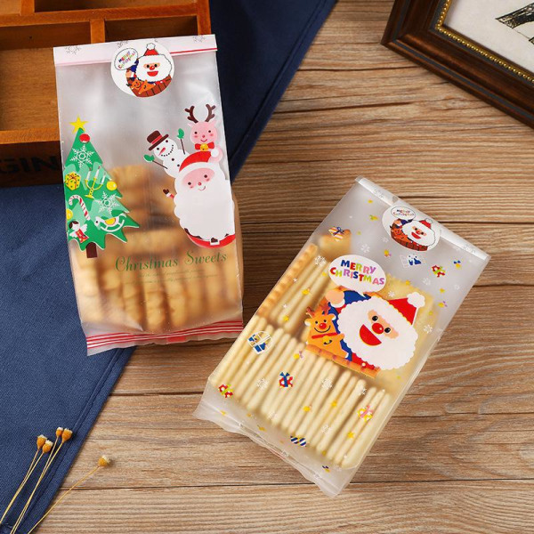 150 julkakor förpackningspåse Snack Crispy Snowflake Nougat Bakning Matpåse Maskinförseglingspåse