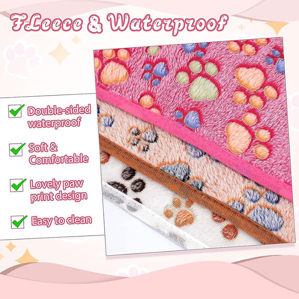 Waterproof Guinea Pig Blanket Washable 3-Pack Small Pet Wool Cage Liner