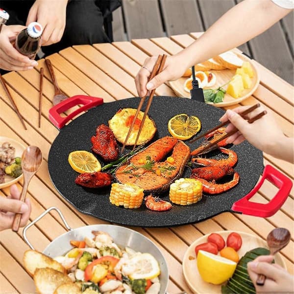 Elektrisk stegepande - Røgfri elektrisk BBQ-grill med bageplader, nonstick-stegepande til pandekager