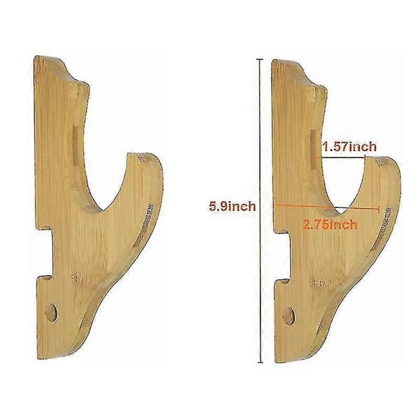 2-pack Bambusvärd Displayställ Träfinish Svärdkrok Väggfäste Samurajsvärd Hängare För Katana Wakizashi Tanto Genji