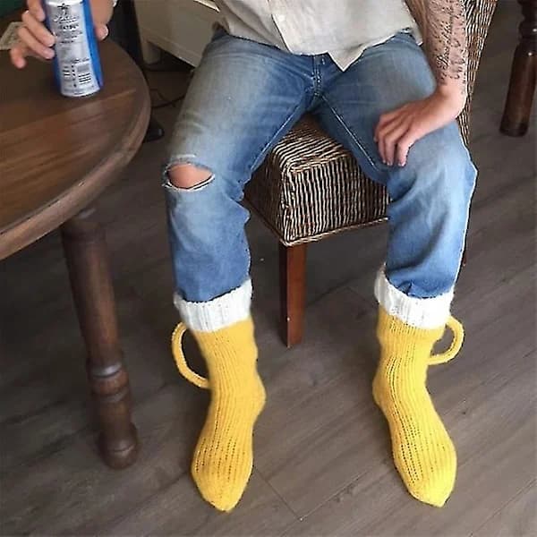 3D Ølkrusstrømper Søte Unisex Nyhet Varme Gulvstrømper for Menn Kvinner