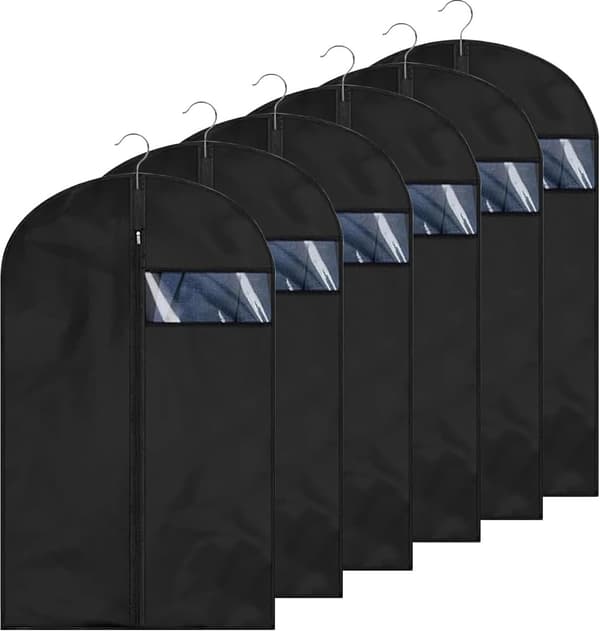 Garment Cover, 5 Pieces, 60x100 cm, Dustproof Storage Bags, Black