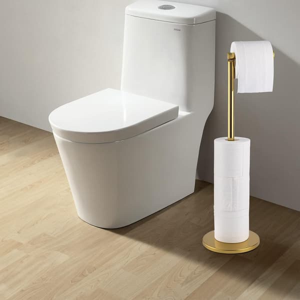 Toiletpapirholder i rustfrit stål, 5 ruller med tung base, rustfri, 15x56cm, Guld