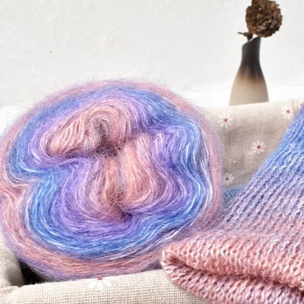 250M Regnbue Mohair Garn Gradient Fargekake Garn 04 04 04