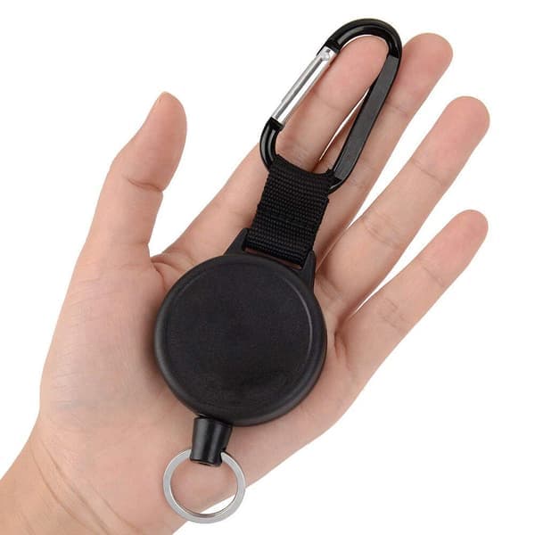 4-pack Retractable Key Holders - Heavy Duty Key Reel with Steel Clip and Chain