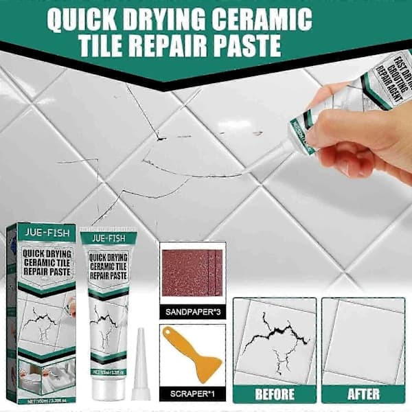 Ceramic Tile Repair Paste Quick-Drying Crack Filler for Bathroom Kitchen Sink Toilet Wall and Floor 100ml