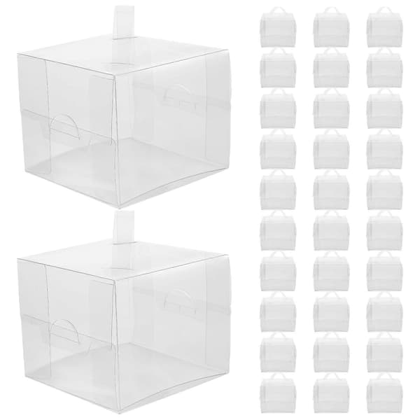 Portable Cake Boxes Transparent Cake Boxes with Handle for Storage 10 Pcs