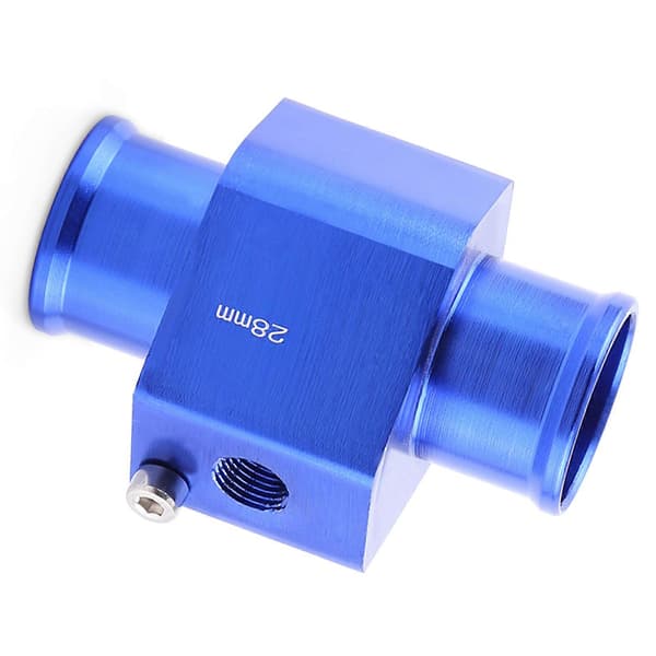 Universal Metal Bil Vandtemperatur Samlerør Slange Temperatursensor Adapter Blå 28mm