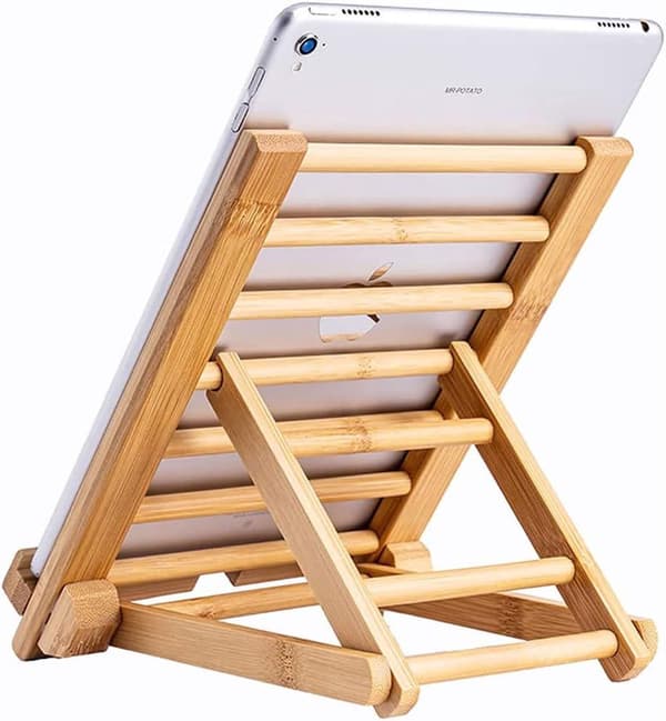 Bambus Tablet- og Mobiltelefonholder til Skrivebord, til iPhone, iPad, Tablets og Alle Telefoner (2)