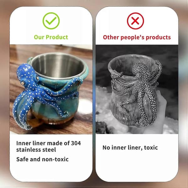 Dive into Every Sip Handmade Octopus Mug, 3D Octopus Coffee Mug