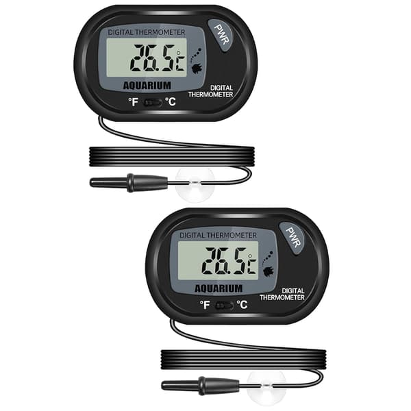 2 Pieces Aquarium Digital LCD with Suction Cups and Waterproof Probe