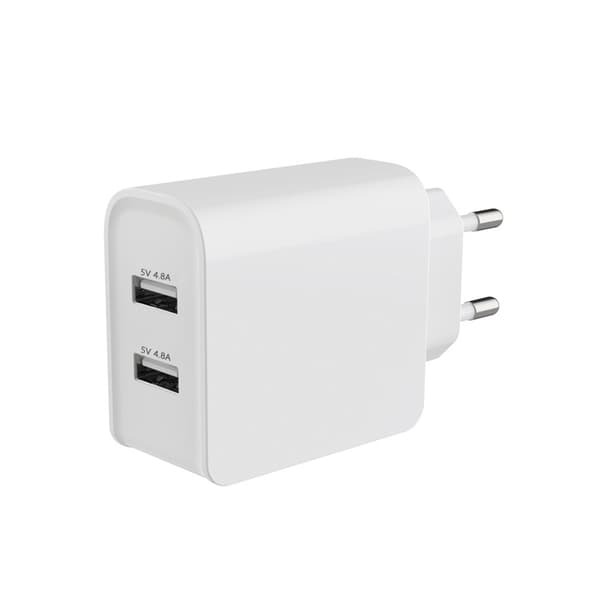 Shenzhen fabrikksalg direkte 24W 4.8A 2 USB-porter EU mobiltelefon hurtiglader CE Rohs