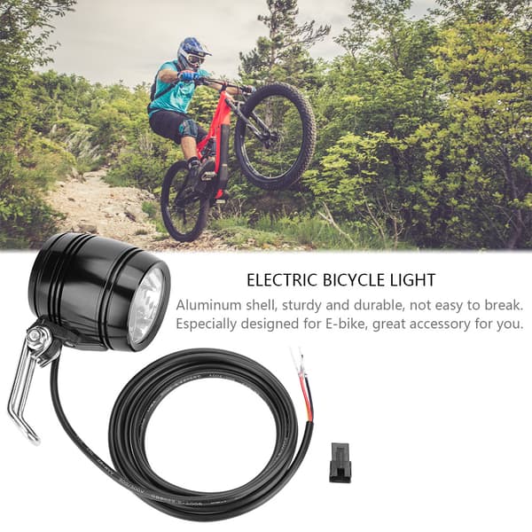 LED Aluminium E-cykel Forlygte Horn 2 i 1 Sæt Forlygte (Sort)