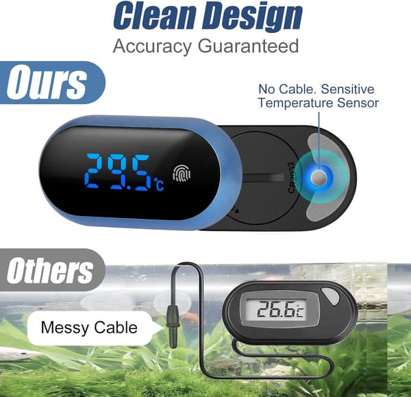 Akvarietermometer, LED-berøringsskjerm Digital Vanntemperaturmåler