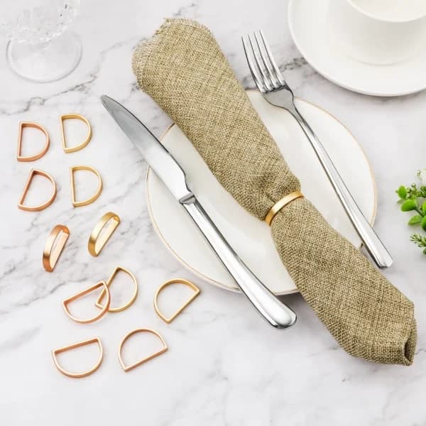 Servietringe i metal, 12-pak, elegante servietringe (guld)