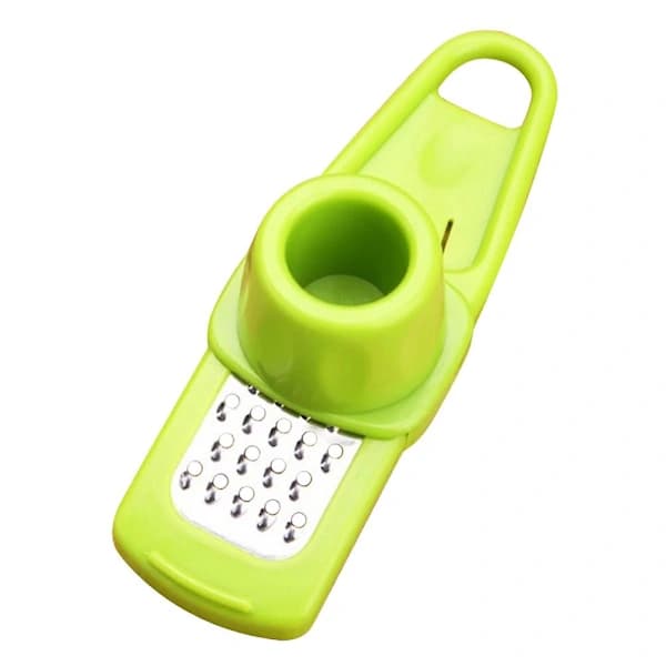 Stainless Steel + PP Manual Garlic Crusher Chopper Kitchen Utensil (Green)