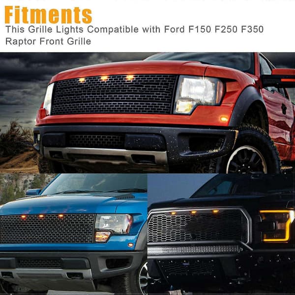 Røkfarget Linse Gule LED Frontgrill Kjørelys For F-150