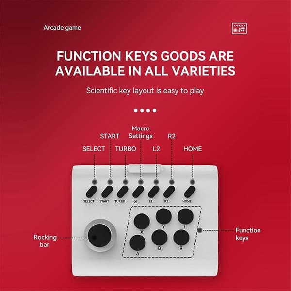 Trådløs Joystick-kontroller Arkade Fighting Spill Fight Stick Gaming Joystick for PS3/PS4//Switch/PC/Android Svart