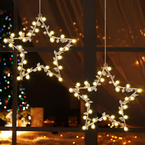 LED Stjernelys Vindu Jul, 1 stk 62 LED-pærer Lysdekorasjon Julegirlander 8 Lysmoduser LED Vinduelys