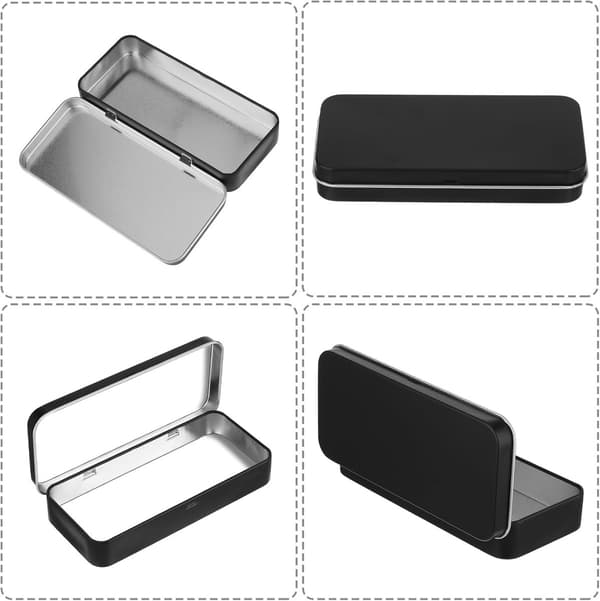Iron Storage Box - Mini Hinged Box with Lid - for Needles, Candy, Jewelry, Crafts - 128*55*20 mm - Black