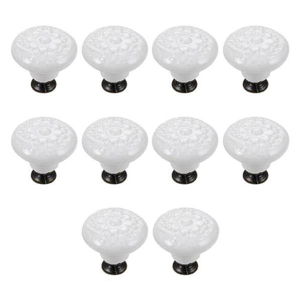 10 Pcs Drawer Handles Round Cabinet Knobs Vintage Ceramic Door Knobs for Wardrobe Cabinet [DB] White White